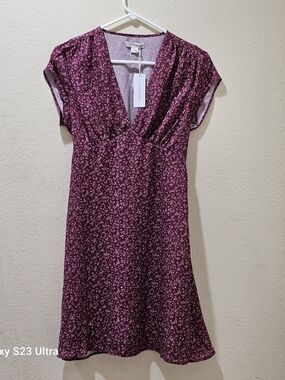 Outerknown Dress Womens XS Floral Ruffle Cap Sleeve Lined Side Zip